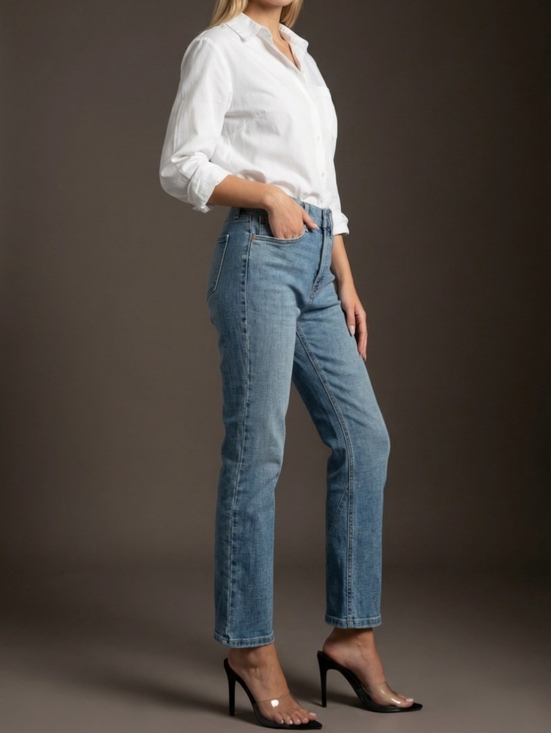 Denim - #98256 🛑 1,3,5,7,9 Tummy Control High Rise Straight Denim Jeans